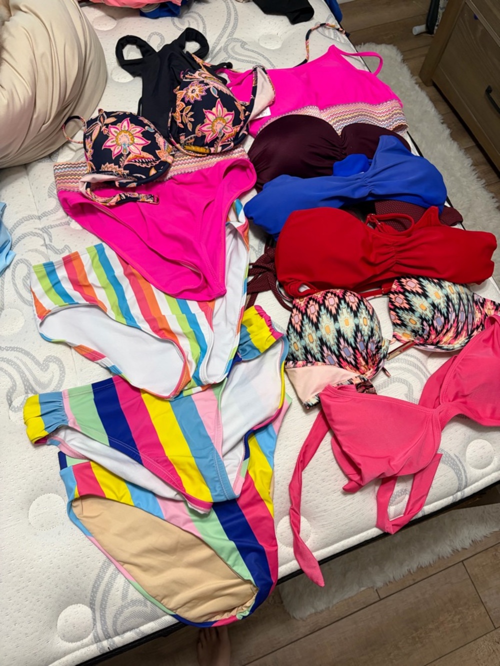 Colorful Mixed Women's Bikini Set - Bright Pink, Red, Blue & Multi